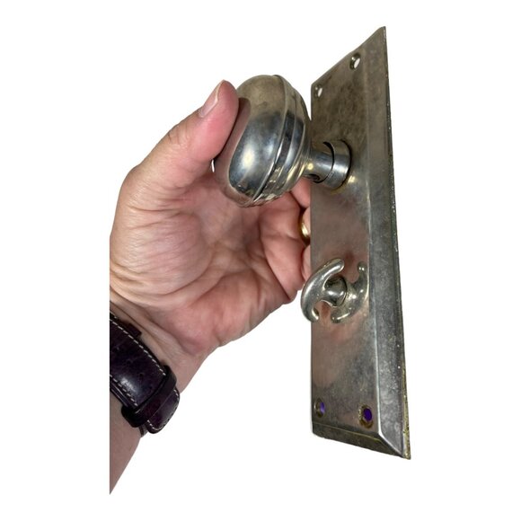 Vintage Metal Door Knob and Plate - Picture 5 of 6